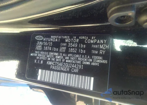 2016 Hyundai Accent Se from USA, damaged, VIN KMHCT5AE2GU244291